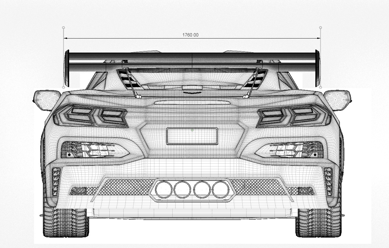 Corvette C8 Z06 Carbon fiber wing size